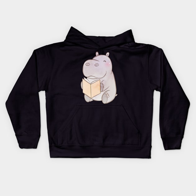 HIPPO READS Kids Hoodie by Catarinabookdesigns